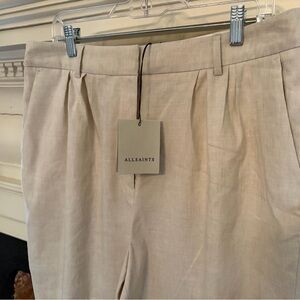 All Saints Women’s Whitney Trouser Neutral Beige Linen Blend Sz 10 NWT $279